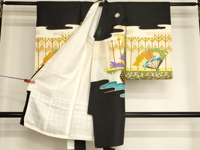 平和屋着物[]お宮参り　男の子　祝着　産着　初着　のしめ　駒刺繍　鷹　武具文　暈し染め　金彩　逸品　AABK9163ja