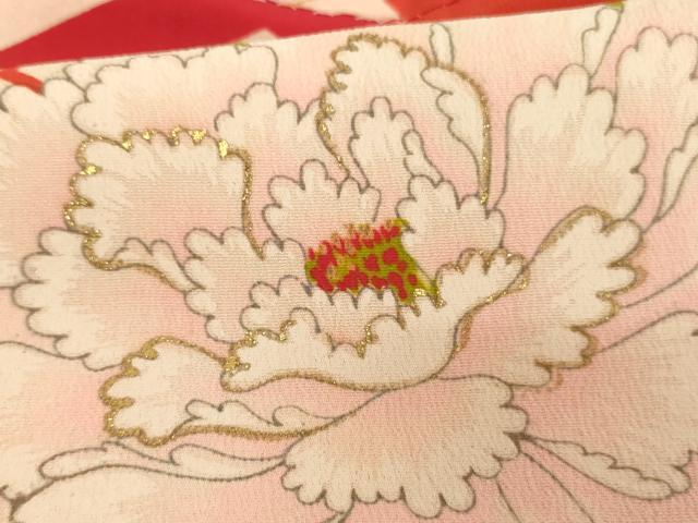 平和屋着物[]アンティーク　大正ロマン　七五三　女の子　３歳　祝着　一つ身　長襦袢・肌襦袢セット　亀甲鈴花文　金彩　逸品　AABK9164ja