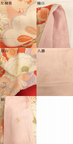 平和屋着物[]アンティーク　大正ロマン　七五三　女の子　３歳　祝着　一つ身　エ霞草花文　正絹　逸品　AABK9166ja