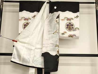 平和屋着物[]お宮参り　男の子　祝着　産着　初着　のしめ　鷹　吉祥雪輪草木文　暈し染め　金彩　AABK9174ja
