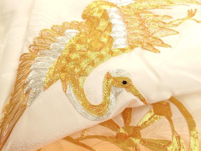 平和屋着物[]七五三　女の子　３歳　祝着　一つ身　袖無し羽織セット　駒刺繍　飛鶴片輪車文　暈し染め　AABK9177ja
