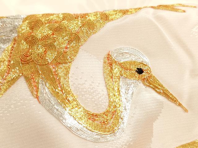 平和屋着物[]七五三　女の子　３歳　祝着　一つ身　袖無し羽織セット　駒刺繍　飛鶴片輪車文　暈し染め　AABK9177ja