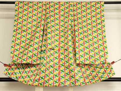 平和屋着物[]七五三　女の子　３歳　祝着　三つ身　変わり七宝花文　正絹　逸品　AABK9179ou
