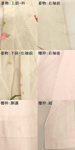 平和屋着物[]七五三　女の子　３歳　祝着　三つ身　長襦袢セット　刺繍　尾長鳥飾花文　金銀糸　金彩　洗える着物　AABK9181ja