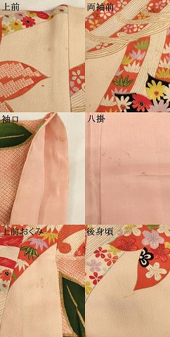 平和屋着物[]アンティーク　大正ロマン　七五三　女の子　３歳　祝着　三つ身　流水楓文　金彩　正絹　逸品　AABK9185ja