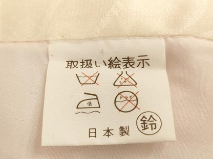 平和屋着物[]七五三　女の子　３歳　祝着　一つ身　刺繍　尾長鳥扇面花文　金糸　金彩　逸品　AABK9186ja