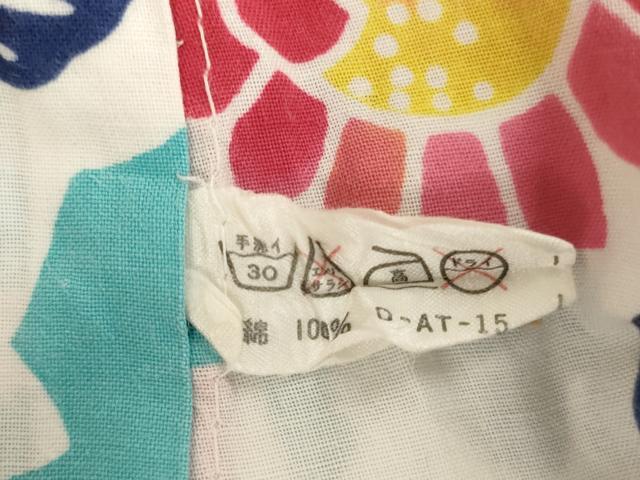 平和屋着物＊夏物　浴衣　子供　女の子　注染　草花文　蜻蛉　綿　逸品　AABK9197ja