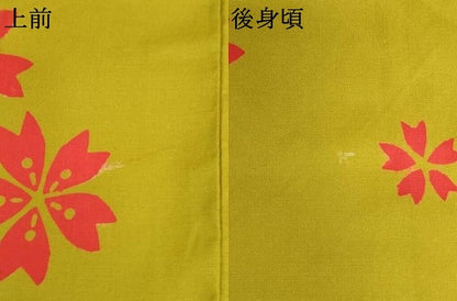 平和屋着物＊夏物　浴衣　子供　女の子　注染　舞桜文　綿　逸品　未使用　AABK9198ja