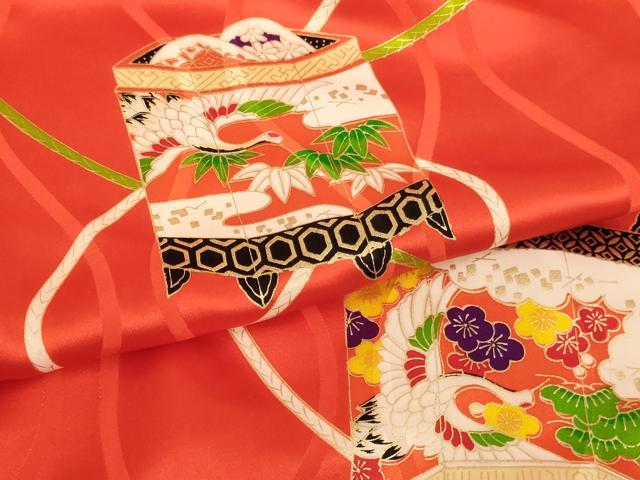 平和屋着物[]七五三　女の子　5歳　祝着　三つ身　貝桶文　金彩　正絹　逸品　AABK9202ja