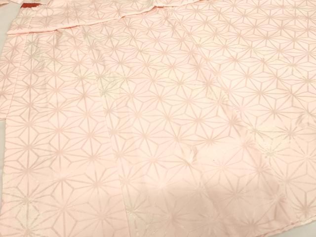 平和屋着物[]子供　女の子　長襦袢　袷　絞り　麻の葉地紋　薄桜色　半衿刺繍　正絹　逸品　AABK9207ja