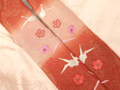 平和屋着物[]子供　女の子　長襦袢　袷　絞り　麻の葉地紋　薄桜色　半衿刺繍　正絹　逸品　AABK9207ja