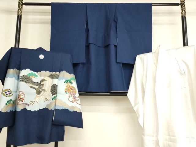 平和屋着物[]七五三　男の子　祝着・羽織・長襦袢(単衣)セット　駒刺繍　鷹　宝づくし文　金彩　AABK9210ja