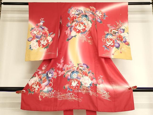 平和屋着物[]お宮参り　女の子　祝着　産着　初着　のしめ　鴛鴦花鼓文　暈し染め　金銀彩　正絹　逸品　AABK9212ja