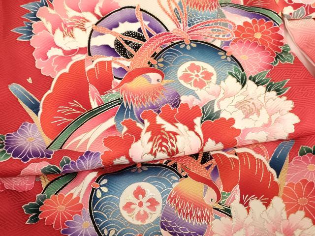 平和屋着物[]お宮参り　女の子　祝着　産着　初着　のしめ　鴛鴦花鼓文　暈し染め　金銀彩　正絹　逸品　AABK9212ja