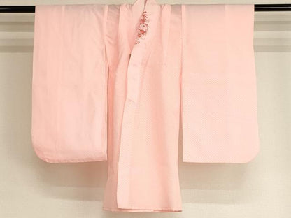 平和屋着物[]七五三 女の子 ３歳 祝着 三つ身 長襦袢(無双仕立て・半衿刺繍)・被布セット 飛鶴花丸文 暈し染め 金彩 逸品 AABK9213ja