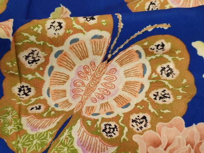 平和屋着物[]アンティーク　大正ロマン　七五三　女の子　３歳　祝着　三つ身　花蝶文　牡丹　正絹　逸品　AABK9220ja