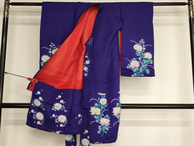 平和屋着物[]アンティーク　大正ロマン　お宮参り　女の子　祝着　産着　初着　のしめ　刺繍　草花文　正絹　逸品　AABK9221ja
