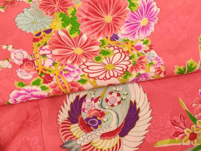 平和屋着物[]アンティーク　大正ロマン　お宮参り　女の子　祝着　産着　初着　のしめ　鶴丸花文　逸品　AABK9225ja