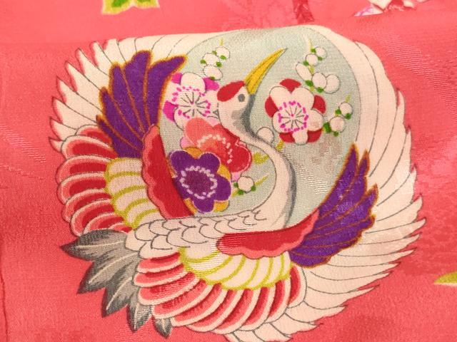 平和屋着物[]アンティーク　大正ロマン　お宮参り　女の子　祝着　産着　初着　のしめ　鶴丸花文　逸品　AABK9225ja