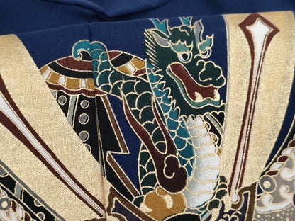 平和屋着物[]七五三　男の子　羽織　武具　松　金彩　AABK9230ja