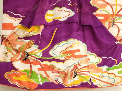平和屋着物[]七五三　女の子　5歳　祝着　駒刺繍　雲重ね鳳凰文　金糸　金彩　洗える着物　AABK9241ja