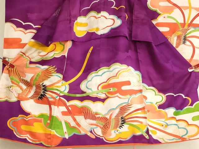 平和屋着物[]七五三　女の子　5歳　祝着　駒刺繍　雲重ね鳳凰文　金糸　金彩　洗える着物　AABK9241ja