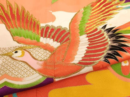 平和屋着物[]七五三　女の子　5歳　祝着　駒刺繍　雲重ね鳳凰文　金糸　金彩　洗える着物　AABK9241ja