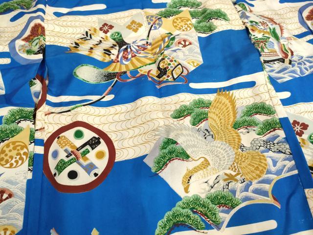 平和屋着物[]お宮参り　男の子　祝着　産着　初着　のしめ　単衣　武具　鷹　宝船　正絹　逸品　AABK9253ja
