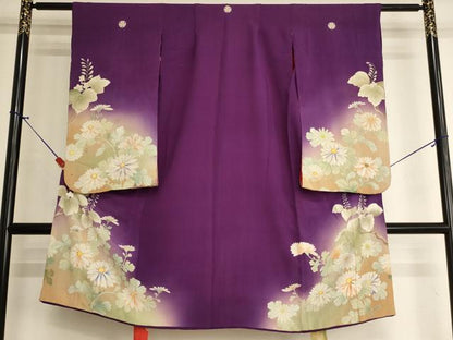 平和屋着物[]アンティーク　大正ロマン　七五三　女の子　5歳　祝着　刺繍　菊　暈し染め　正絹　逸品　AABK9257ja