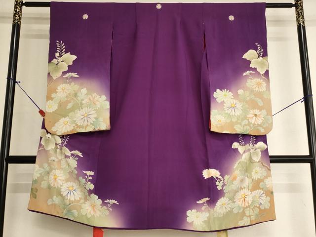 平和屋着物[]アンティーク　大正ロマン　七五三　女の子　5歳　祝着　刺繍　菊　暈し染め　正絹　逸品　AABK9257ja