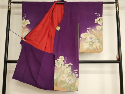 平和屋着物[]アンティーク　大正ロマン　七五三　女の子　5歳　祝着　刺繍　菊　暈し染め　正絹　逸品　AABK9257ja