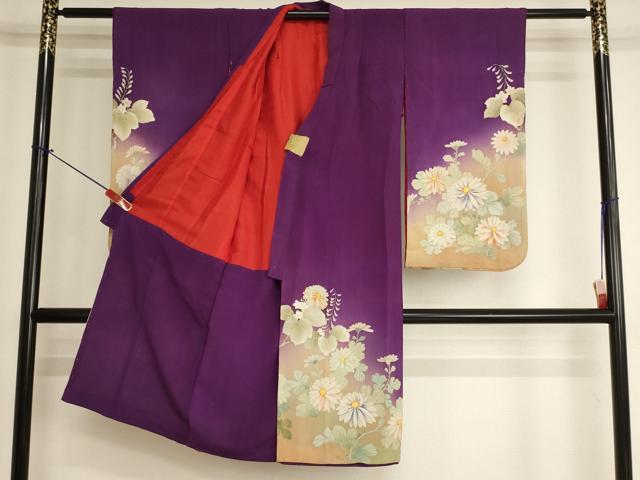 平和屋着物[]アンティーク　大正ロマン　七五三　女の子　5歳　祝着　刺繍　菊　暈し染め　正絹　逸品　AABK9257ja