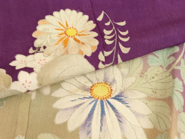 平和屋着物[]アンティーク　大正ロマン　七五三　女の子　5歳　祝着　刺繍　菊　暈し染め　正絹　逸品　AABK9257ja