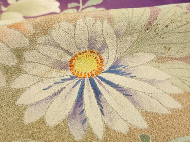 平和屋着物[]アンティーク　大正ロマン　七五三　女の子　5歳　祝着　刺繍　菊　暈し染め　正絹　逸品　AABK9257ja
