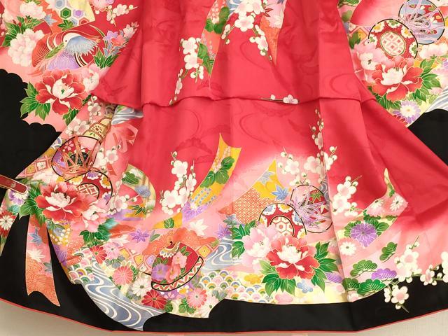 平和屋着物[]七五三　女の子　３歳　祝着　三つ身　束ね熨斗花鼓文　暈し染め　金彩　正絹　逸品　AABK9267ja