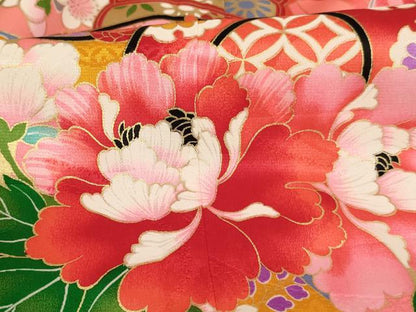 平和屋着物[]七五三　女の子　３歳　祝着　三つ身　束ね熨斗花鼓文　暈し染め　金彩　正絹　逸品　AABK9267ja