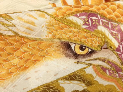 平和屋着物[]お宮参り　男の子　祝着　産着　初着　のしめ　刺繍　鷹　舞扇文　金糸　金彩　AABK9273ja