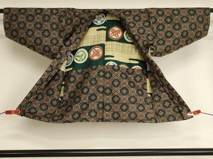 平和屋着物[]男の子　子供　本場村山大島紬　アンサンブル　菱文　正絹　逸品　未使用　AABK9274ja