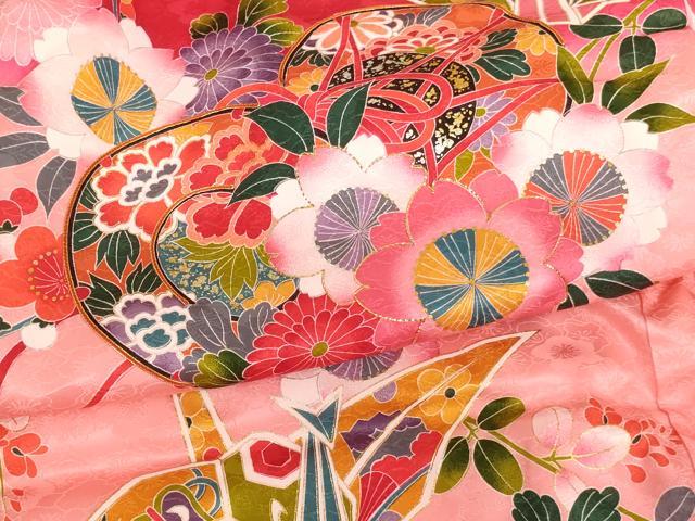平和屋本店[]お宮参り　女の子　祝着　産着　初着　のしめ　駒刺繍　花鼓文　折り鶴　暈し染め　金糸　金彩　箱付き　逸品　AABK9275ja