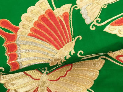 平和屋着物[]子供　六通柄袋帯　舞蝶文　金銀糸　正絹　逸品　AABK9285ja