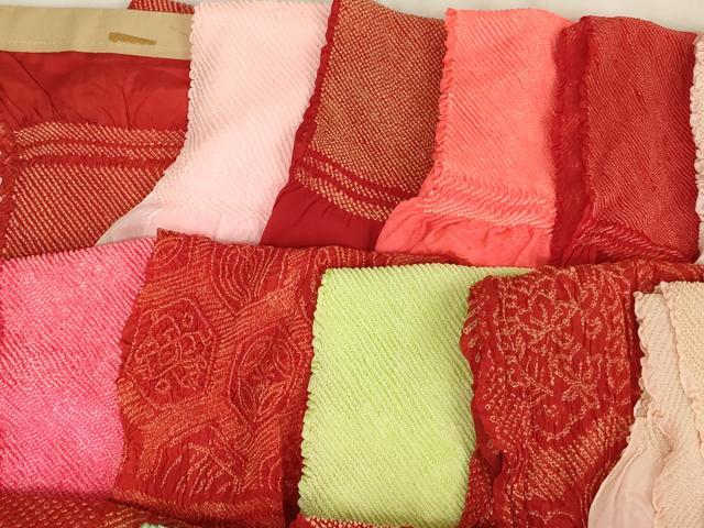平和屋着物[]七五三　女の子　和装小物　帯揚げ25枚セット　総絞り　中抜き絞り　正絹　逸品　未使用品あり　AABK9291ja
