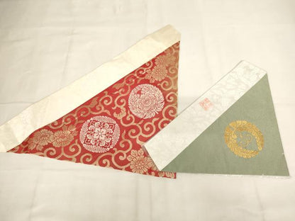 平和屋本店▼打敷 内敷7点セット 三角 駒刺繍 金襴 西陣織 草花文 未使用品あり 法衣 寺院 仏具 仏教 僧侶 神職 装束 AABK9302ja
