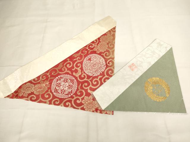 平和屋本店▼打敷 内敷7点セット 三角 駒刺繍 金襴 西陣織 草花文 未使用品あり 法衣 寺院 仏具 仏教 僧侶 神職 装束 AABK9302ja