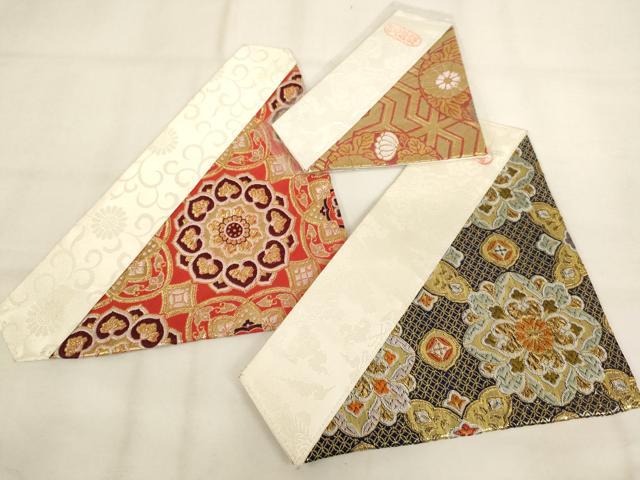 平和屋本店▼打敷 内敷7点セット 三角 駒刺繍 金襴 西陣織 草花文 未使用品あり 法衣 寺院 仏具 仏教 僧侶 神職 装束 AABK9302ja