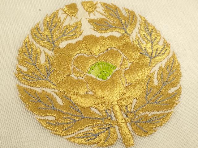 平和屋本店▼夏物　打敷　内敷2点セット　三角　紗　花丸文　金糸　法衣　寺院　仏具　仏教　僧侶　神職　装束　AABK9303ja
