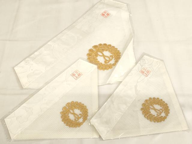 平和屋本店▼夏物　打敷　内敷3点セット　三角　絽　刺繍　下り藤　金糸　法衣　寺院　仏具　仏教　僧侶　神職　装束　未使用　AABK9307ja