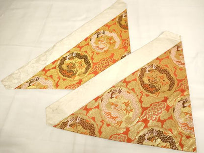 平和屋本店▼打敷　内敷2点セット　三角　金襴　龍丸文　法衣　寺院　仏具　仏教　僧侶　神職　装束　AABK9309ja