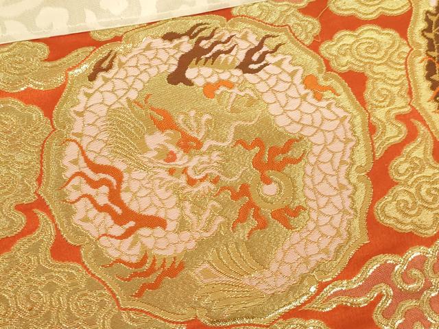 平和屋本店▼打敷　内敷2点セット　三角　金襴　龍丸文　法衣　寺院　仏具　仏教　僧侶　神職　装束　AABK9309ja