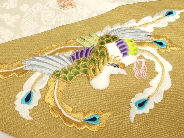平和屋本店▼打敷　内敷2点セット　三角　金襴　刺繍　鳳凰草花文　法衣　寺院　仏具　仏教　僧侶　神職　装束　AABK9311ja