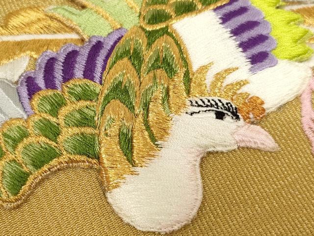 平和屋本店▼打敷　内敷2点セット　三角　金襴　刺繍　鳳凰草花文　法衣　寺院　仏具　仏教　僧侶　神職　装束　AABK9311ja